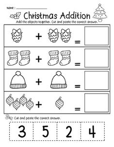 christmas addition worksheet for kids to practice counting and subtracing the numbers