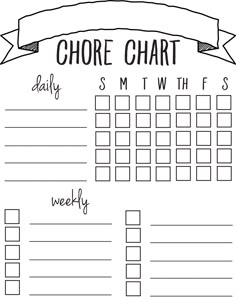 a printable chore chart for kids to do with their school's day