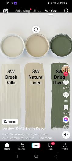 some paint colors are being displayed on the phone