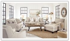 Modern Heritage Claredon 2-Seater Linen Loveseat with Track Arms-jennifer furniture Modern Farmhouse Living, Linen Sofa, Coaster Furniture, Loveseat Sofa, Farmhouse Living, Chenille Fabric, Ashley Furniture