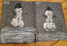 two children's books with snowmen on them, one is black and the other is white