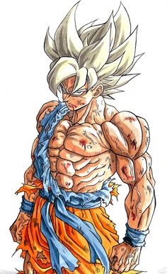 a drawing of the character gohan from dragon ball zoroe, with his arms and