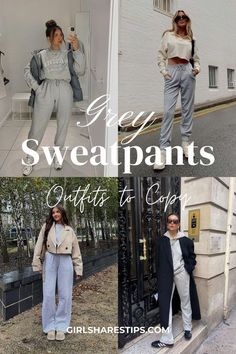 What To Wear With Grey Sweatpants, Grey Sweatpants Outfit, Preppy Casual Outfits, Gray Sweatpants Outfit, Chic Athleisure, Sweatpants Outfit Ideas, Simple Casual Outfits, Comfy Casual Outfits, Everyday Casual Outfits