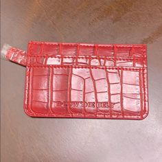 Red Crocodile Wallet Card Case. 2 Slit Pockets On The Front & A Deeper One On Top For Cards Or Cash. Zipper Pocket On The Back. B Low The Belt, Crystal Belt, Ecru Color, Card Case Wallet, Suede Belt, Wallet Card, Belt Accessories, Vintage Belts, Wide Belt