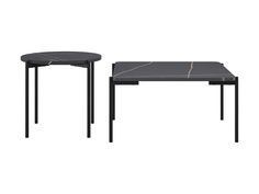 2 Piece Square Black Marble Coffee Table Set with Round Marble Side Table#color_arlo-black-marble Marble Coffee Table Set, Black Marble Coffee Table, Furniture Canada, Marble Finish, Patio Storage, Patio Bar Set, Square Coffee Table, Coffee Table Set, Patio Sectional