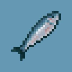 a pixellated image of a fish on a blue background