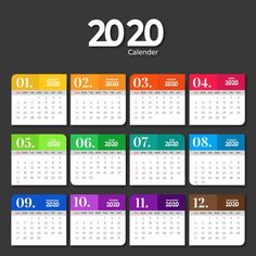 a colorful calendar for the year 2019