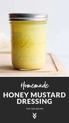 homemade honey mustard dressing in a mason jar