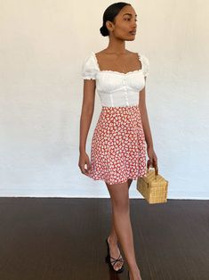 Picknick Outfits, Flared Mini Skirt, Flounce Skirt, Rock Outfit, Skirt Outfit, Skirt Outfits