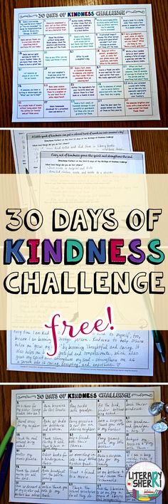 the 30 days of kindness challenge and free printable