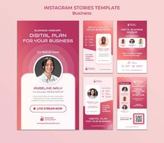 the instagramm stories template is displayed on a pink background with an image of a woman