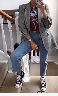 How To Style Converse, Classy Jumpsuit, Bohol, Outfits With Converse, Mode Inspo, Blazer Outfits, 가을 패션, Looks Style