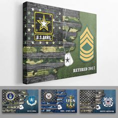 Personalized Canvas - USA Half Flag With Military Ranks/Insignia - Personalized Name & Ranks – FashionStation Store Army Ranks, Army Usa, Military Ranks, Personalized Wooden Signs, Be Design, Spec Ops, Gifts For Uncle, Auntie Gifts, Custom Puzzle