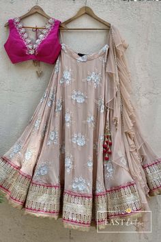 Umbrella Lehenga, Big Sequins, Chania Choli, Ruffle Dupatta, Raw Silk Blouse, Beading Design, Indian Lehenga Choli, Rani Pink