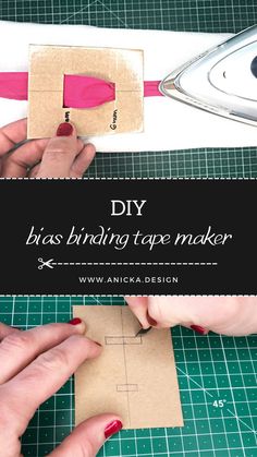 Cutting and testing DIY cardboard bias binding tape maker. How To Make Continuous Bias Binding, Make Your Own Bias Binding, Bias Tape Maker Diy, How To Make Your Own Bias Binding, Make Bias Tape Diy, Diy Bias Binding, Making Bias Binding, Bias Binding Tutorial Sewing Techniques, Diy Bias Tape Maker