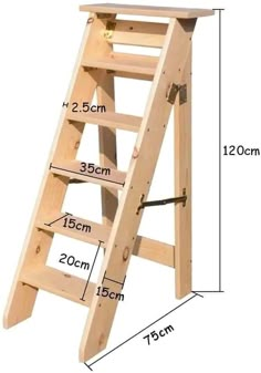 a wooden ladder is shown with measurements for it