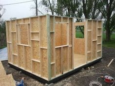 the inside of a building being built with plywood