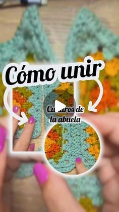 two hands holding up a camera with the words como unir in spanish and an image of