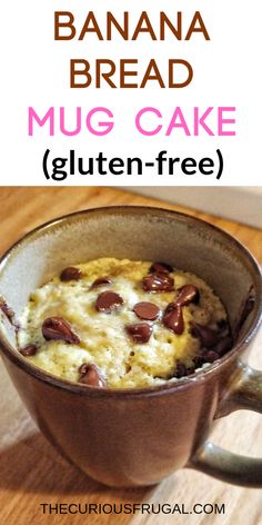 banana bread mug cake gluten - free with text overlay