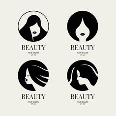 four logos for beauty salons and hairdressers, each with their own logo