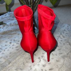 Sexy Red Open Toe Boots!! Brand New!! Red Open Toe Fitted Boots, Red Fitted Open Toe Boots, Fitted Red Open Toe Boots, Red Ankle-high Heels, Fitted Ankle-high Heels For Night Out, Fitted High Ankle Heels For Night Out, Red High Ankle Heels For Party, Red High Ankle Heels For Spring, Red Ankle-high Evening Heels