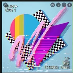 an abstract poster with the number forty and checkerboard design in pink, blue, green, yellow, orange, and purple