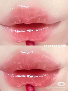 Upturned Lips Aesthetic, Pink Lip Aesthetic, Jelly Makeup, Heart Lips, Girls Lip Gloss, Lip Tutorial, Makeup Shades