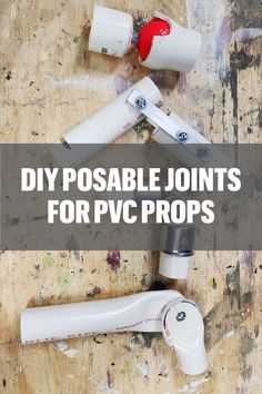 three different types of hair dryers on top of a wooden table with the words diy possible jointts for pvc props