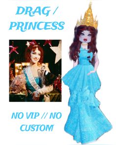 the doll is wearing a tiara and dress