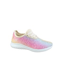 This style runs pretty true to size Round toe front Slip On with Lace Glitter Fabric Upper Rubber sole Light weight approx 12 oz a pair Finished with lightly padded insole makes it comfort to wear for a whole day Good for school, party, play, travel, walking shoes Size: 9.  Color: Multicolor.  Gender: female.  Age Group: kids. Pink Glitter Shoes, Baby Glitter, Light Up Sneakers, Led Shoes, Custom Kicks, Glitter Shoes, School Party, Pink Brand, Glitter Fabric