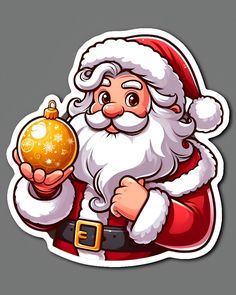 santa claus holding a christmas ornament in his hand