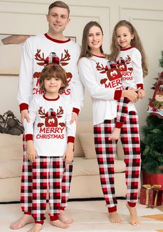 Christmas Deer Pajamas, Red And White Christmas Outfit, Christmas Outfit For Kids, White Christmas Outfit, Reindeer Pajamas, Outfit For Kids, Holiday Pjs, Xmas Pajamas, Matching Family Christmas Pajamas