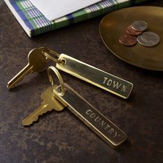 Town & Country Key Chain Alternate View Key Chains House, Vintage Hotel Key Chains, Brand Aesthetic, Key Tags, Up House, Keychain Set, Town Country, Town And Country, Gift Collections