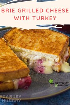 a grilled cheese sandwich with turkey on a plate