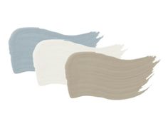 three shades of blue, beige and white paint on a white background with the same color