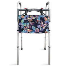 a child's walker with butterflies on it