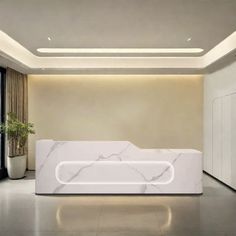 a white marble reception table in an elegant room