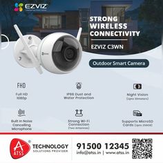 an advertisement for the ezviz smart home security system, which is designed to help