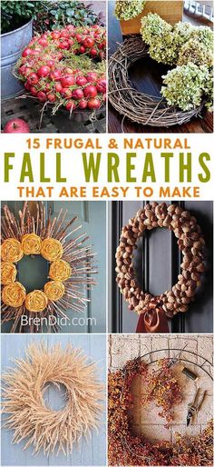 some wreaths that are hanging on the front door and one is made out of straw