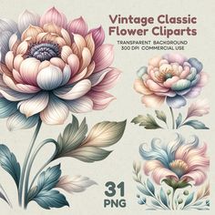 vintage flower cliparts for commercial use