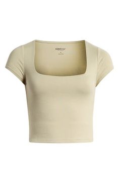 Minimal detailing brings maximum versatility to this fitted jersey T-shirt made with a hint of stretch for flexible comfort. 17" length (size Medium) Square neck Cap sleeves 95% polyester, 5% spandex Machine wash, tumble dry Imported Fabric Gift Bags, Fabric Gifts, Free Fabric, Nordstrom Store, Print Gifts, Jersey T Shirt, Pacsun, Square Neck, Cap Sleeves