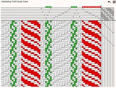 a cross stitch pattern with red, green and white stripes on it's side