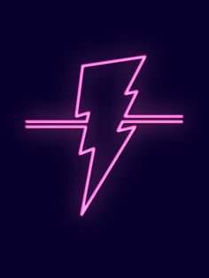 a neon pink lightning bolt on a black background