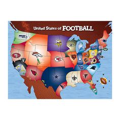 a map of the united states with all football teams on it