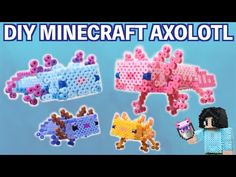 the diy minecraft axolot is made with plastic beads