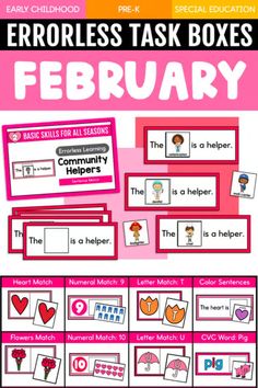 a poster with words and pictures on it for the month of feb, which is written in