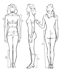 a drawing of a woman's body with measurements for each part of her body