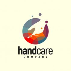 the logo for hand care company with colorful shapes and hands holding each other's fingers