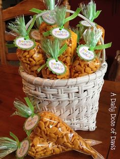 a basket filled with nuts sitting on top of a table