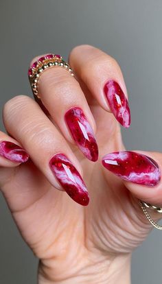 Nails Rose, Red Nail Art, Casual Nails, Red Nail Designs, Gel Tips, Marble Nails, Yellow Nails, Nail Art Ideas